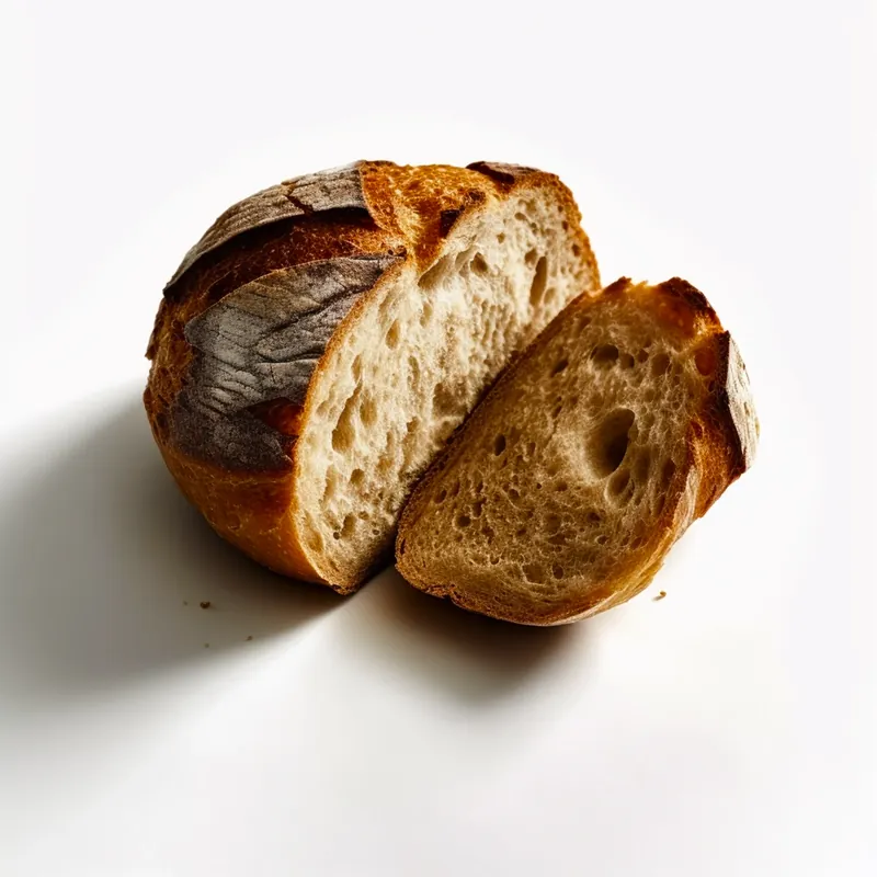 Pão caseiro dourado, com casca crocante e miolo macio